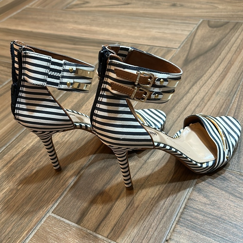 GIANNI BINI Stilleto 4 inches Stripe Black/White size 6M - Picture 7 of 14